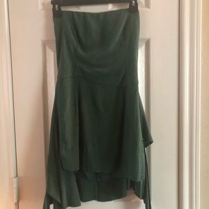 The Impeccable Pig dark green strapless dress.